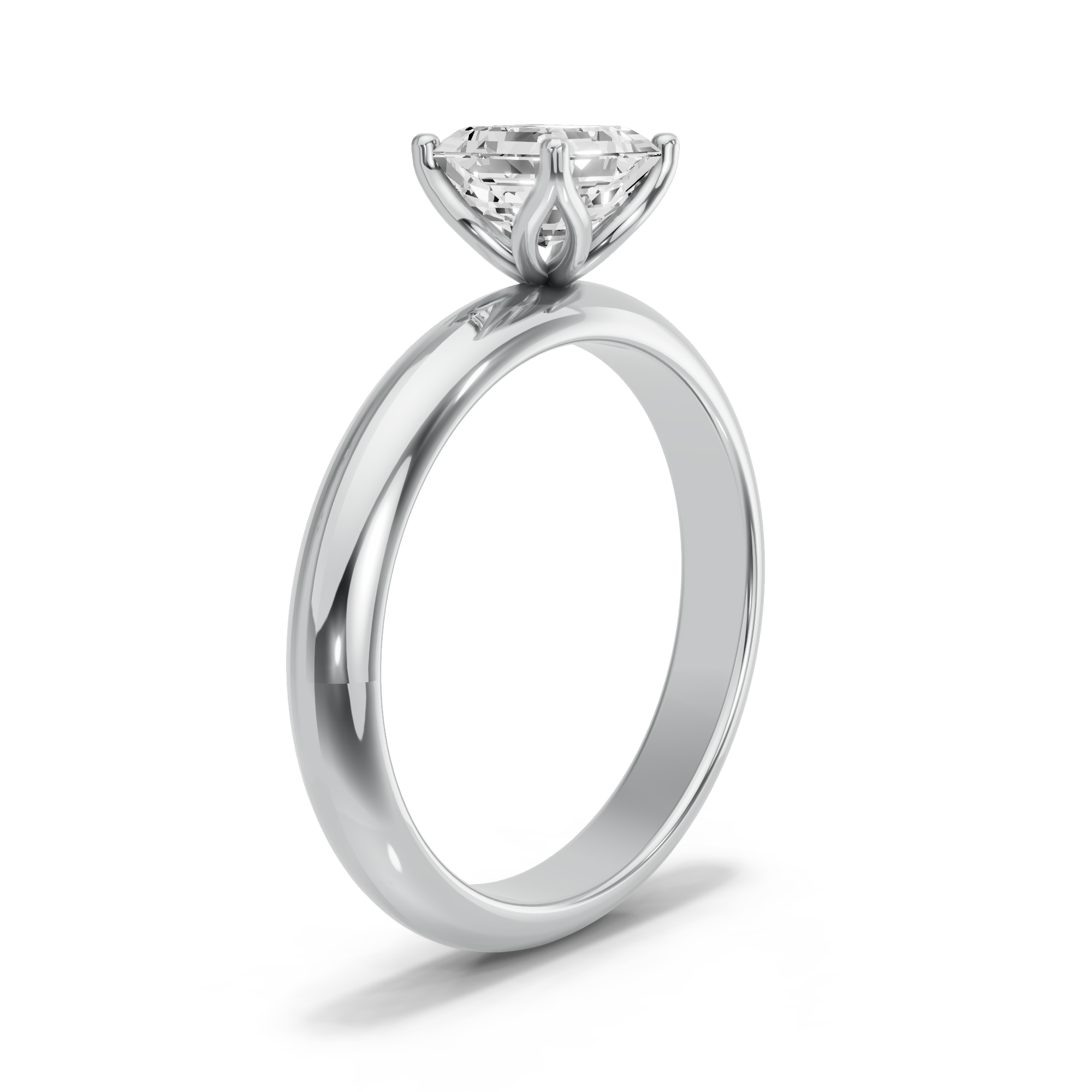 Image for Asscher Tulip Basket Ring with Knife Edge Solitaire band
