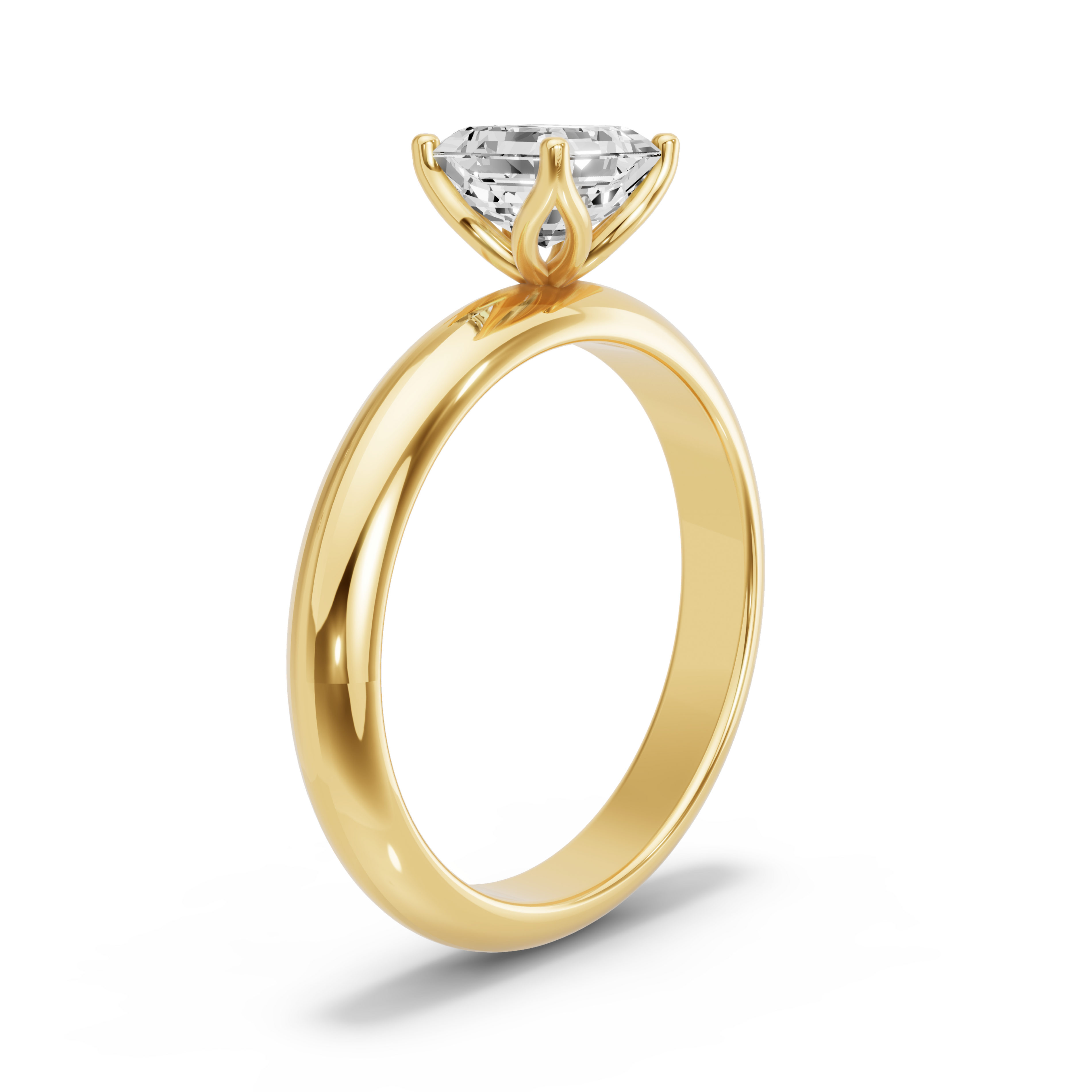 Image for Asscher Tulip Basket Ring with Knife Edge Solitaire band in 10K White Gold