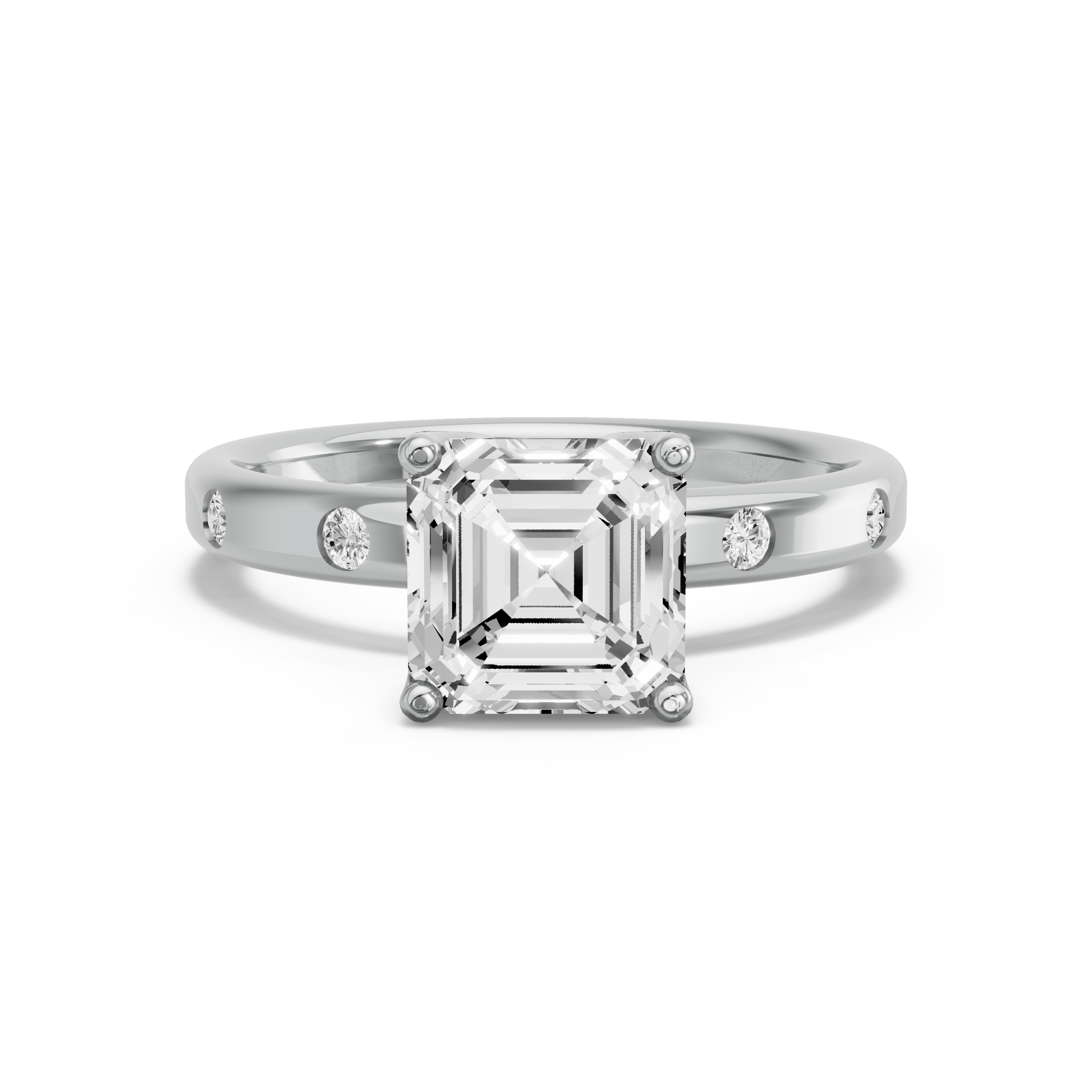 Image for Asscher Tulip Basket Ring with Rope Pave band in 950 Platinum