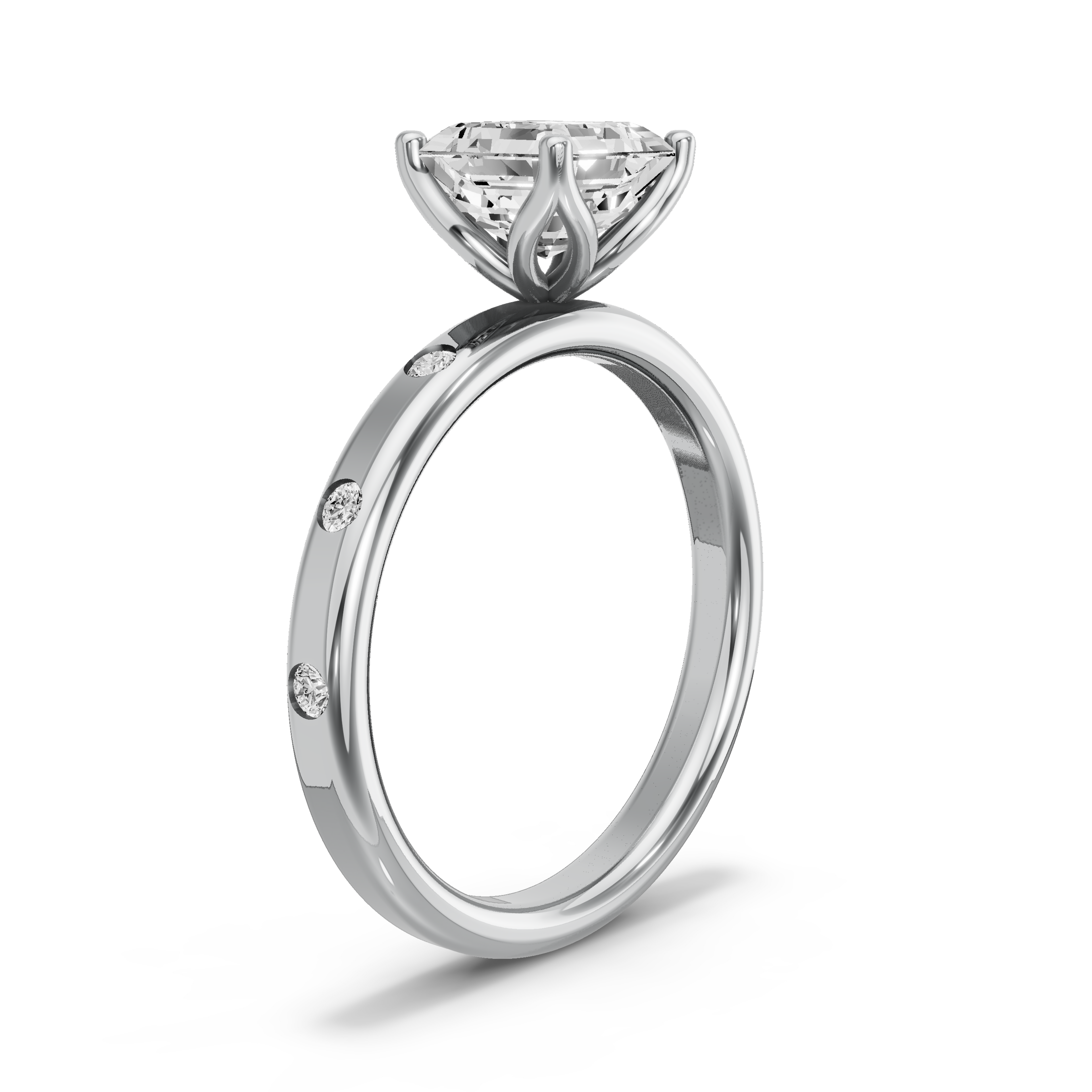 Image for Asscher Tulip Basket Ring with Rope Pave band in 950 Platinum