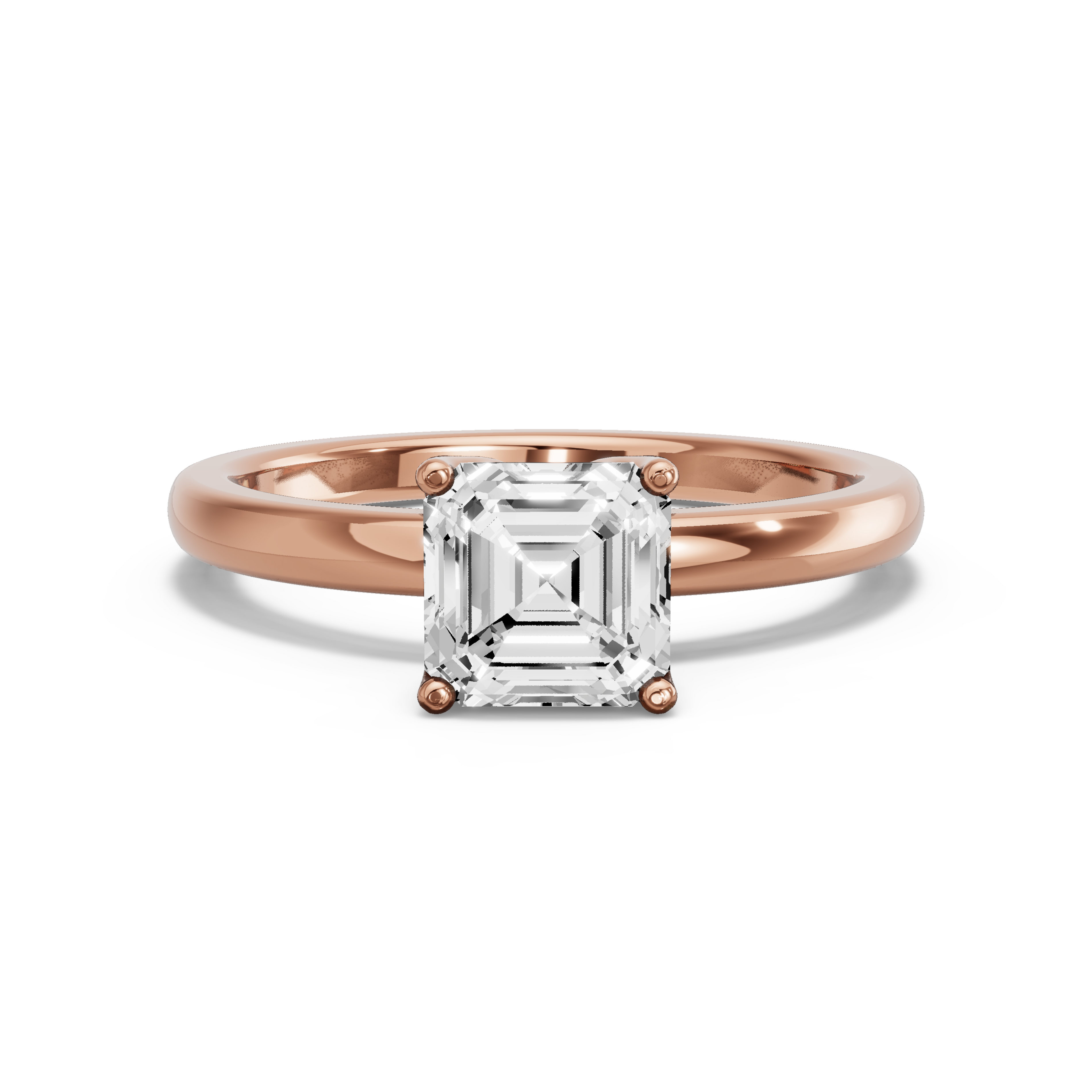 Image for Asscher Tulip Basket Ring with Solitaire band in 18K Yellow Gold