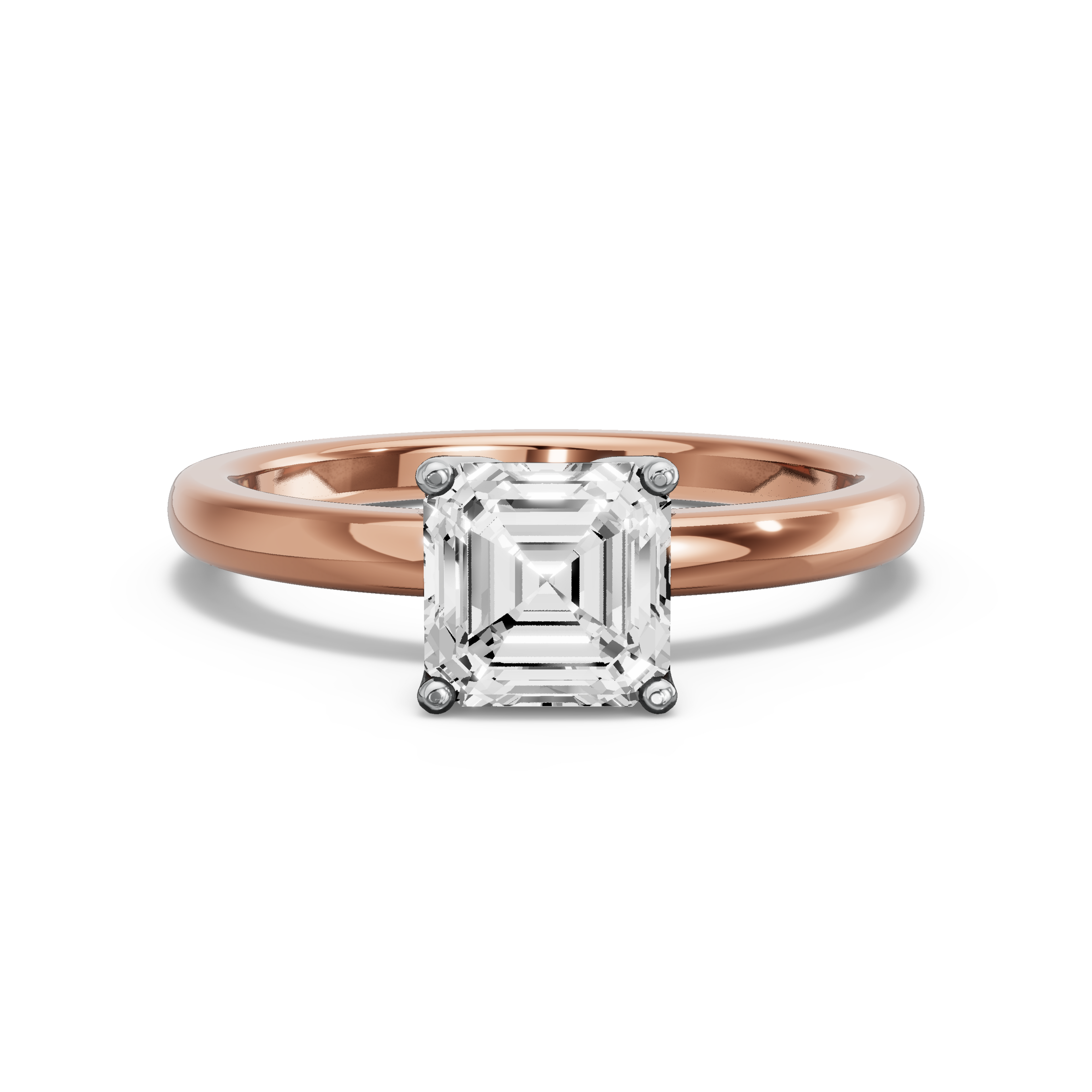 Image for Asscher Tulip Basket Ring with Solitaire band in 18K Two Tone Yellow Gold