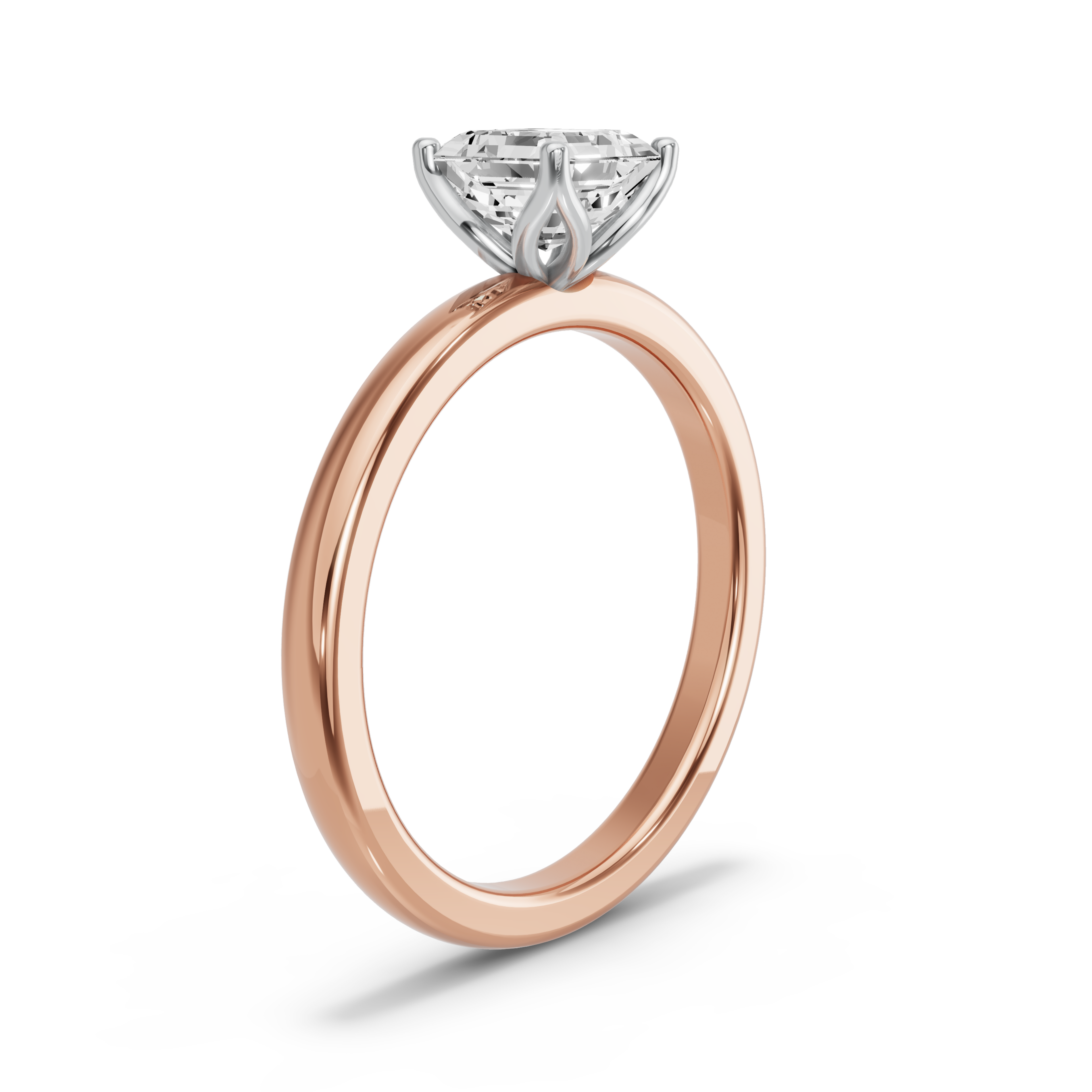 Image for Asscher Tulip Basket Ring with Solitaire band in 10K Two Tone Yellow Gold