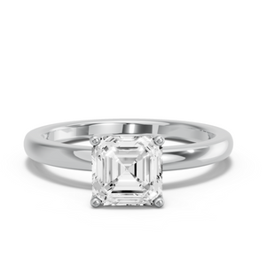 Image for Asscher Tulip Basket Ring with Solitaire band