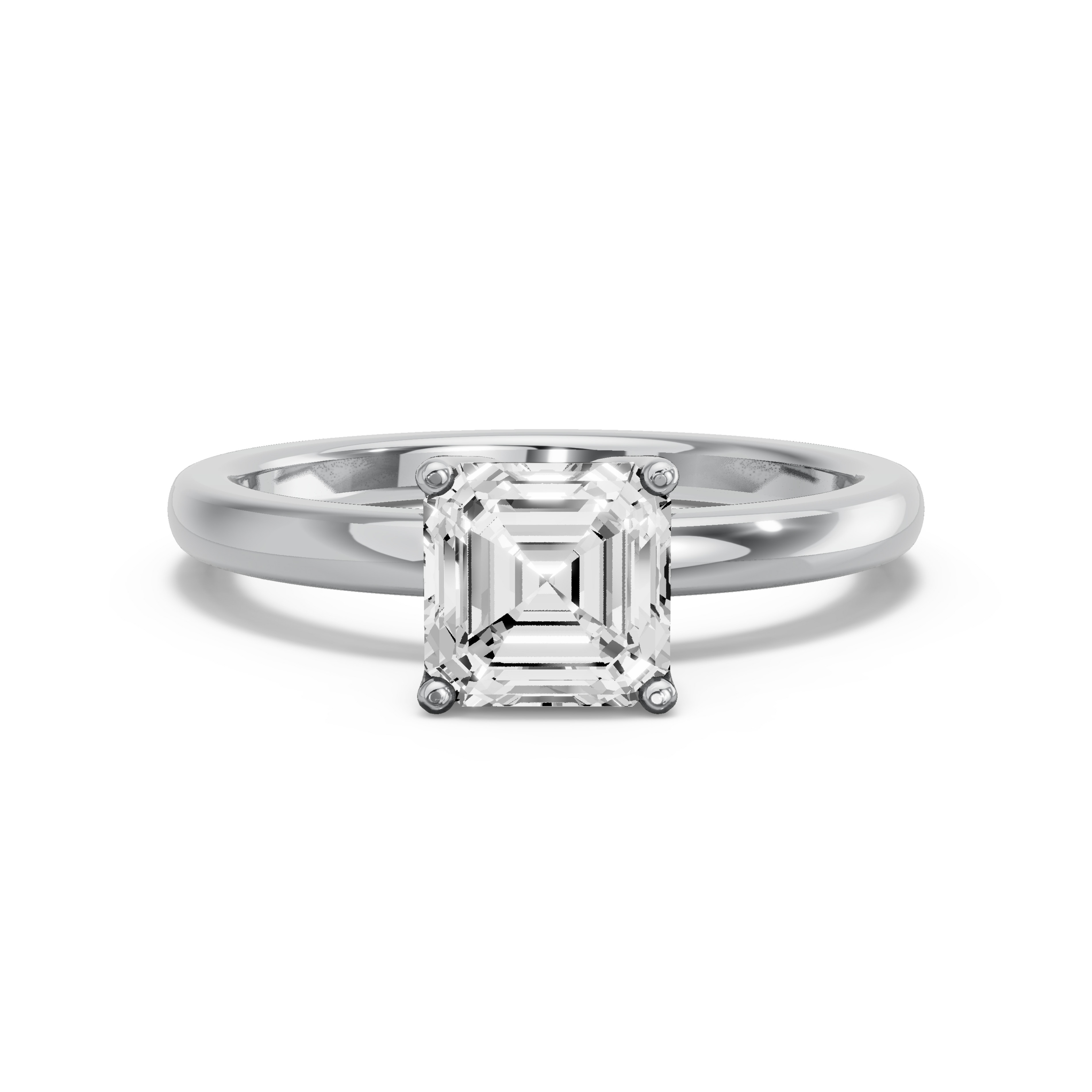Image for Asscher Tulip Basket Ring with Solitaire band in 14K Two Tone Rose Gold