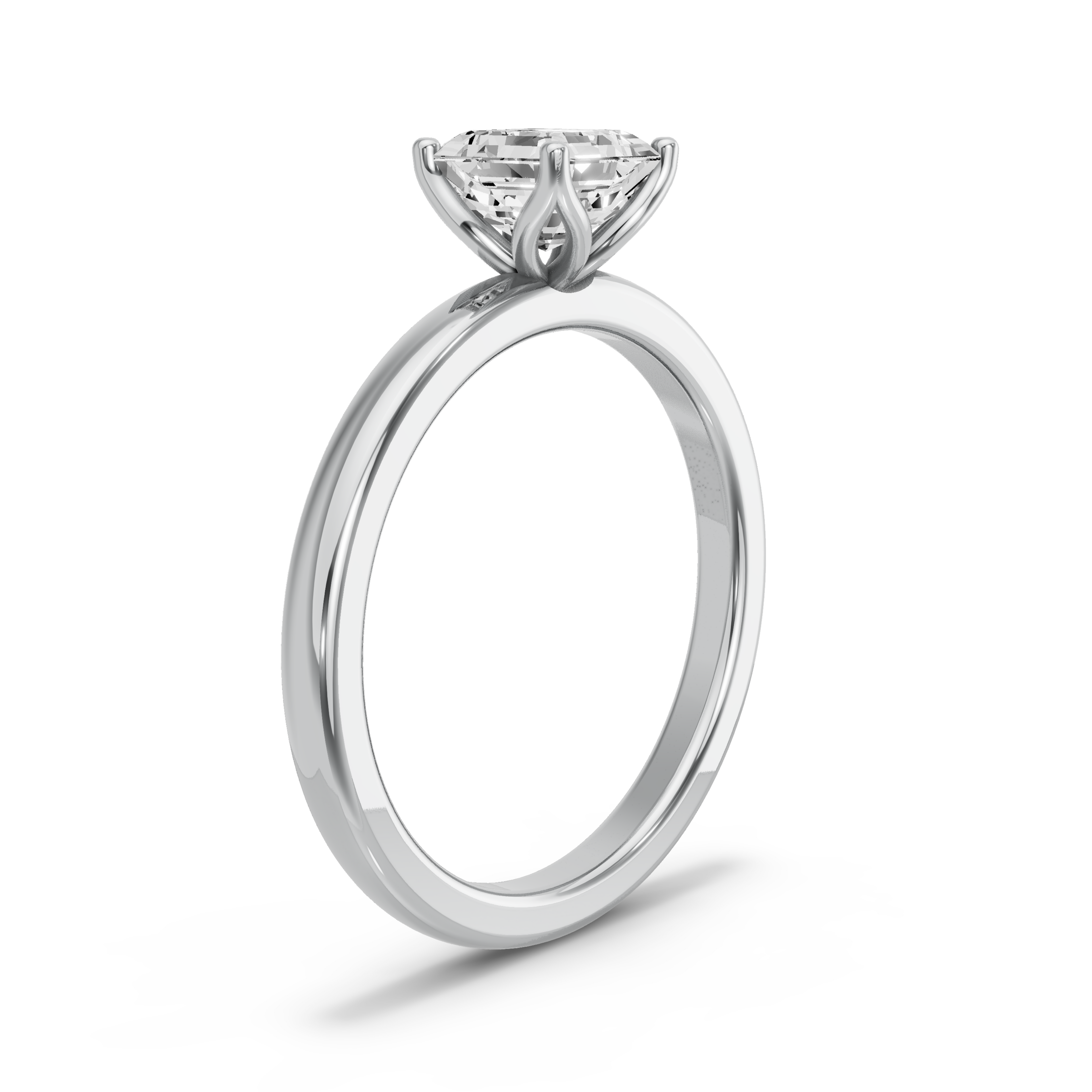 Image for Asscher Tulip Basket Ring with Solitaire band in 10K Two Tone Rose Gold