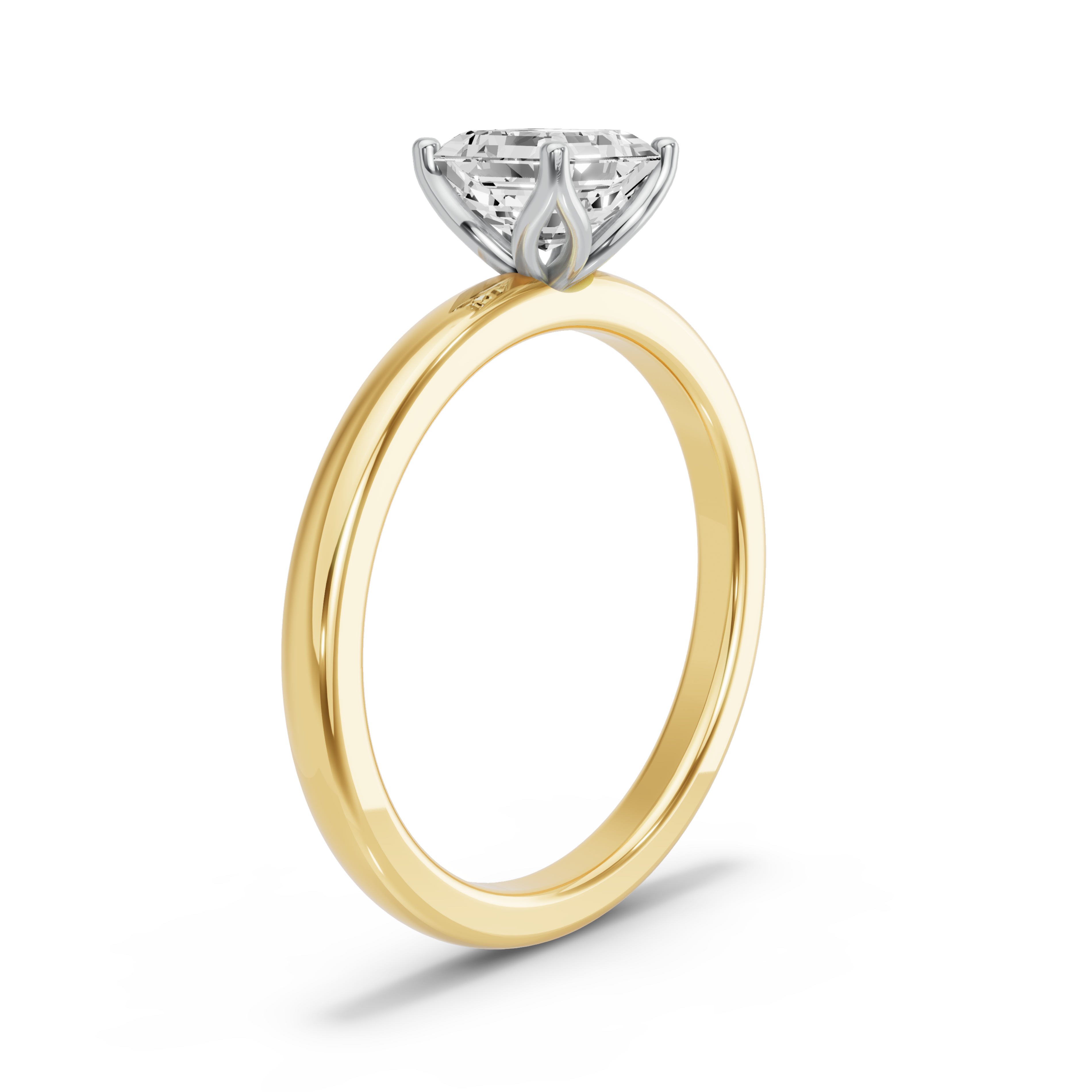 Image for Asscher Tulip Basket Ring with Solitaire band in 14K Rose Gold