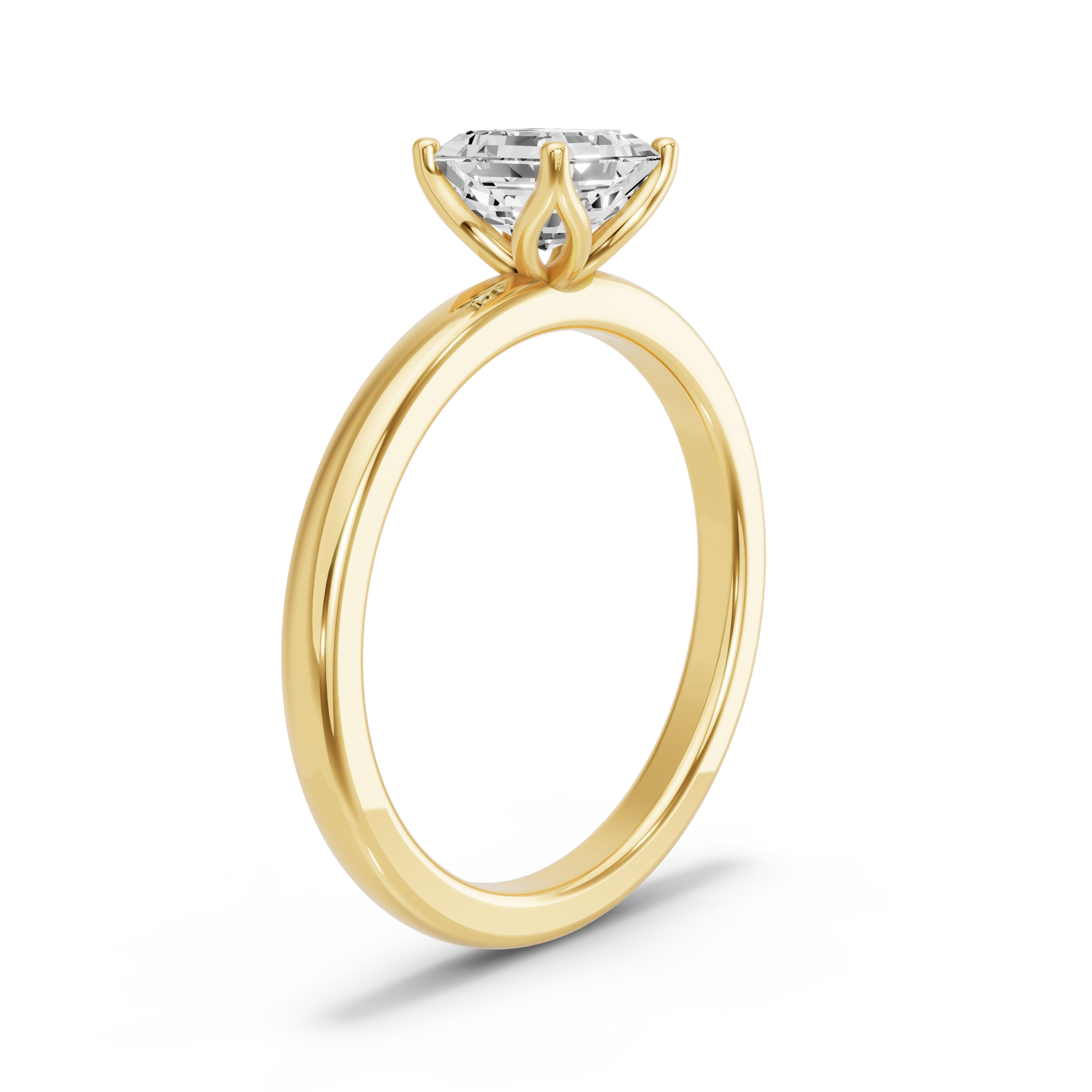 Image for Asscher Tulip Basket Ring with Solitaire band in 10K White Gold