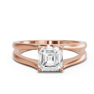 Image for Asscher Tulip Basket Ring with Split Ring Solitaire band