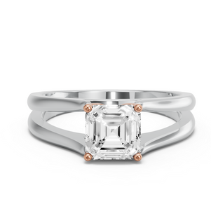 Image for Asscher Tulip Basket Ring with Split Ring Solitaire band