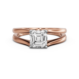 Image for Asscher Tulip Basket Ring with Split Ring Solitaire band