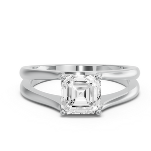Image for Asscher Tulip Basket Ring with Split Ring Solitaire band