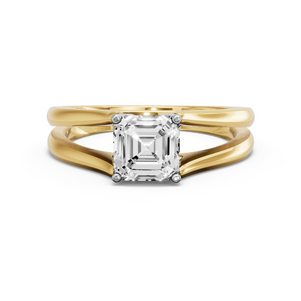 Image for Asscher Tulip Basket Ring with Split Ring Solitaire band