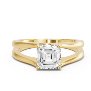 Image for Asscher Tulip Basket Ring with Split Ring Solitaire band