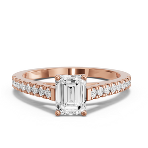 Image for Emerald Tulip Basket Ring with Cathedral Pave band