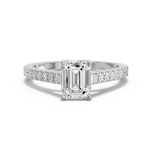 Image for Emerald Tulip Basket Ring with Cathedral Pave band