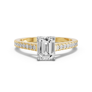 Image for Emerald Tulip Basket Ring with Cathedral Pave band