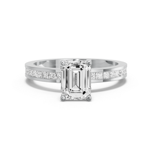 Image for Emerald Tulip Basket Ring with Channel band