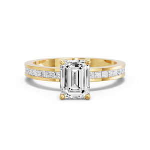 Image for Emerald Tulip Basket Ring with Channel band