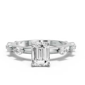 Image for Emerald Tulip Basket Ring with Floating Station band