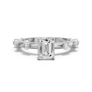 Image for Emerald Tulip Basket Ring with Floating Station band