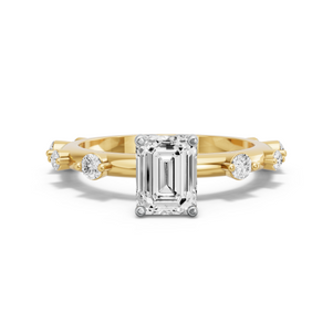 Image for Emerald Tulip Basket Ring with Floating Station band