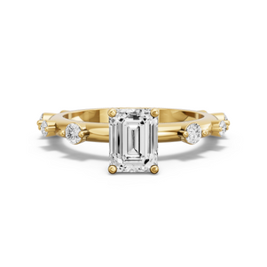 Image for Emerald Tulip Basket Ring with Floating Station band