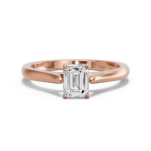Image for Emerald Tulip Basket Ring with Knife Edge Cathedral band