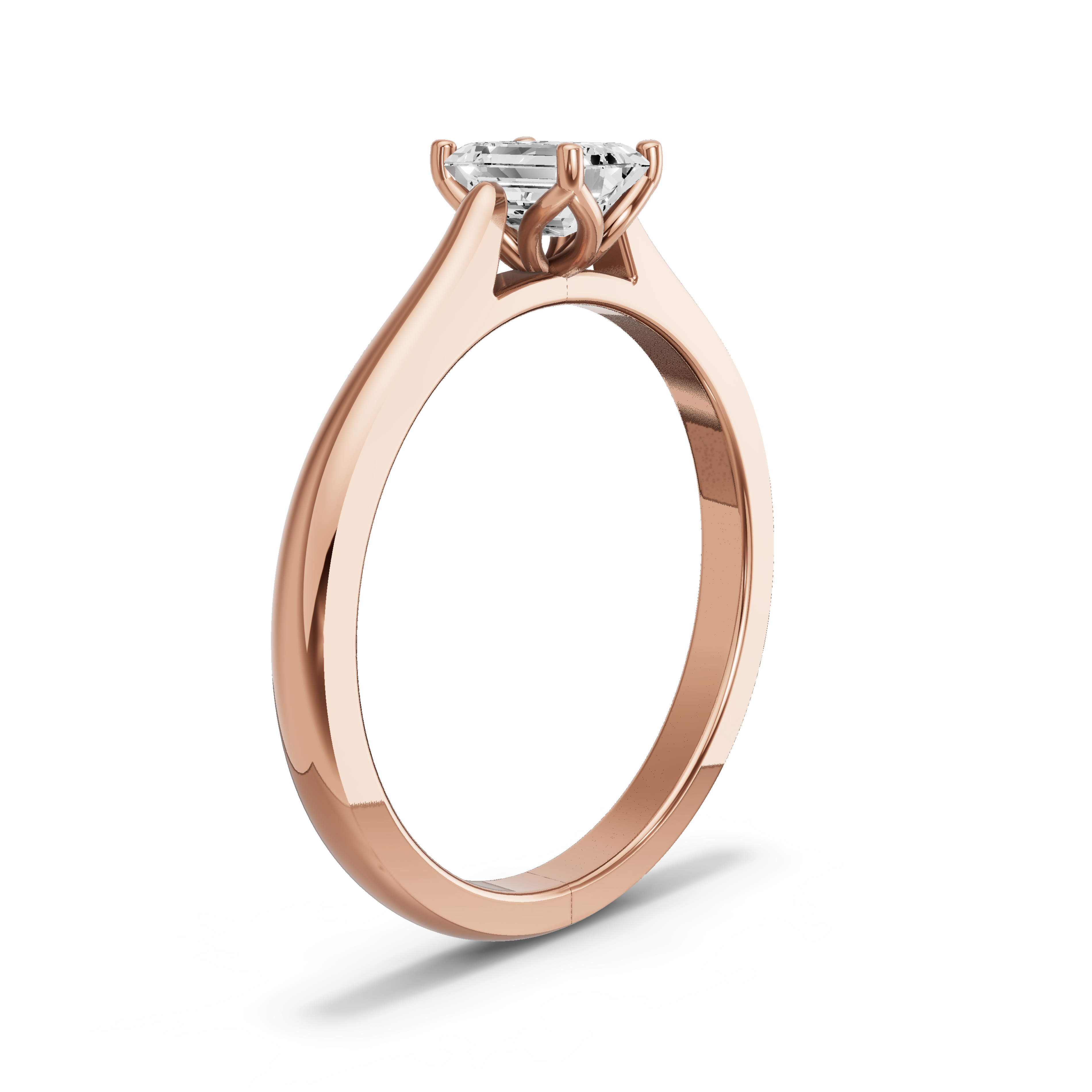 Image for Emerald Tulip Basket Ring with Knife Edge Cathedral band in 18K Rose Gold