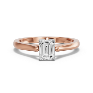 Image for Emerald Tulip Basket Ring with Knife Edge Cathedral band