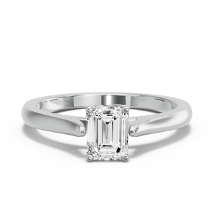Image for Emerald Tulip Basket Ring with Knife Edge Cathedral band