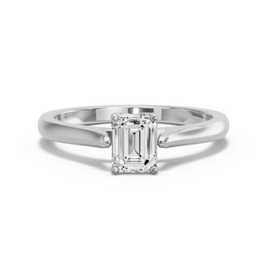 Image for Emerald Tulip Basket Ring with Knife Edge Cathedral band