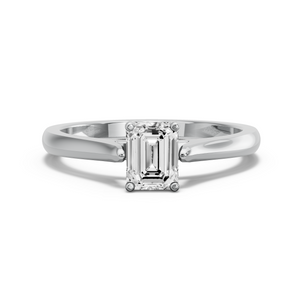 Image for Emerald Tulip Basket Ring with Knife Edge Cathedral band in 950 Platinum