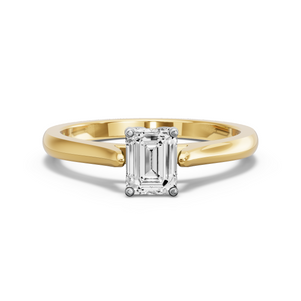 Image for Emerald Tulip Basket Ring with Knife Edge Cathedral band