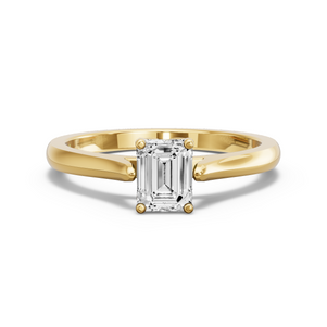 Image for Emerald Tulip Basket Ring with Knife Edge Cathedral band