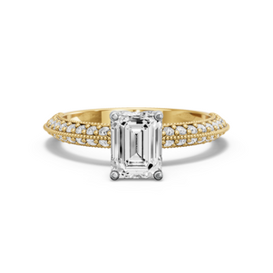 Image for Emerald Tulip Basket Ring with Knife Edge Pave band