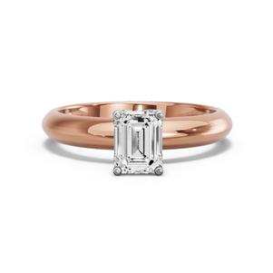 Image for Emerald Tulip Basket Ring with Knife Edge Solitaire band in 18K Two Tone Rose Gold