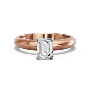 Image for Emerald Tulip Basket Ring with Knife Edge Solitaire band