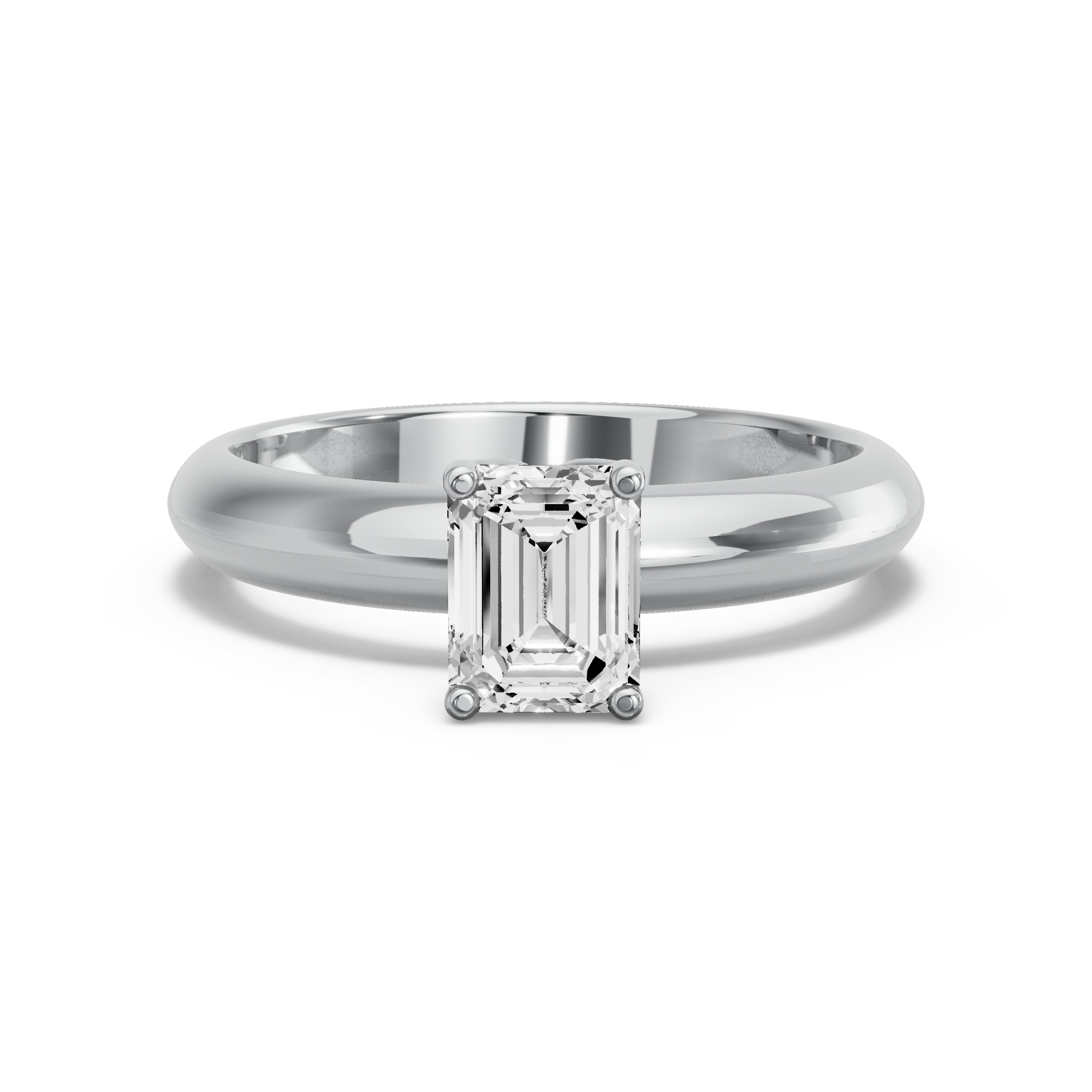 Image for Emerald Tulip Basket Ring with Knife Edge Solitaire band in 10K White Gold
