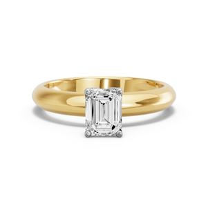 Image for Emerald Tulip Basket Ring with Knife Edge Solitaire band
