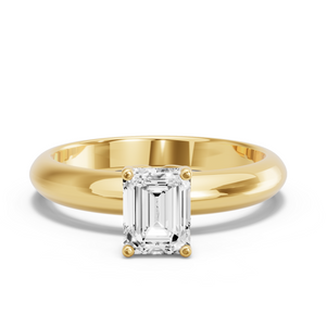 Image for Emerald Tulip Basket Ring with Knife Edge Solitaire band