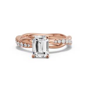 Image for Emerald Tulip Basket Ring with Rope Pave band