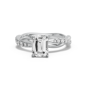 Image for Emerald Tulip Basket Ring with Rope Pave band