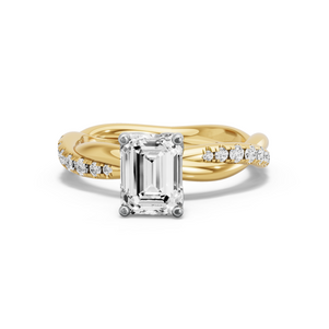 Image for Emerald Tulip Basket Ring with Rope Pave band