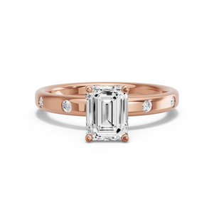 Image for Emerald Tulip Basket Ring with Sleek Accent band