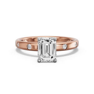 Image for Emerald Tulip Basket Ring with Sleek Accent band