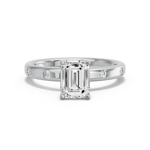 Image for Emerald Tulip Basket Ring with Sleek Accent band