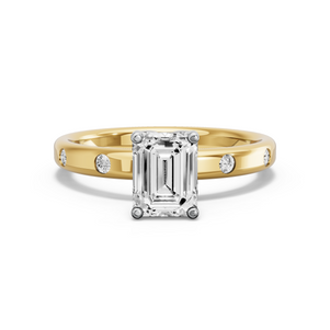 Image for Emerald Tulip Basket Ring with Sleek Accent band