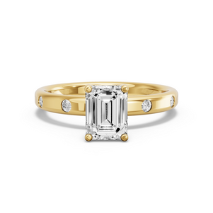 Image for Emerald Tulip Basket Ring with Sleek Accent band