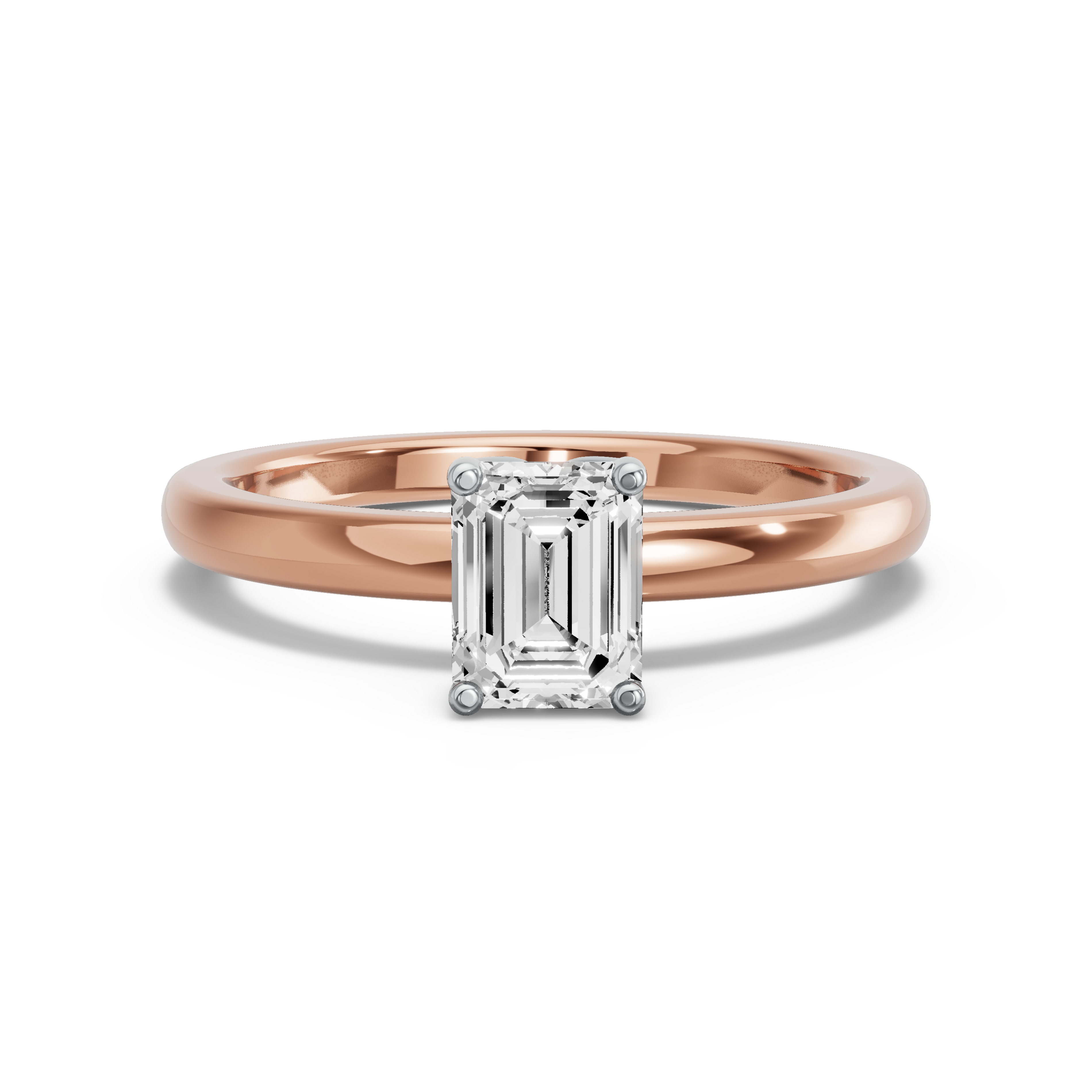 Image for Emerald Tulip Basket Ring with Solitaire band in 10K Two Tone Rose Gold
